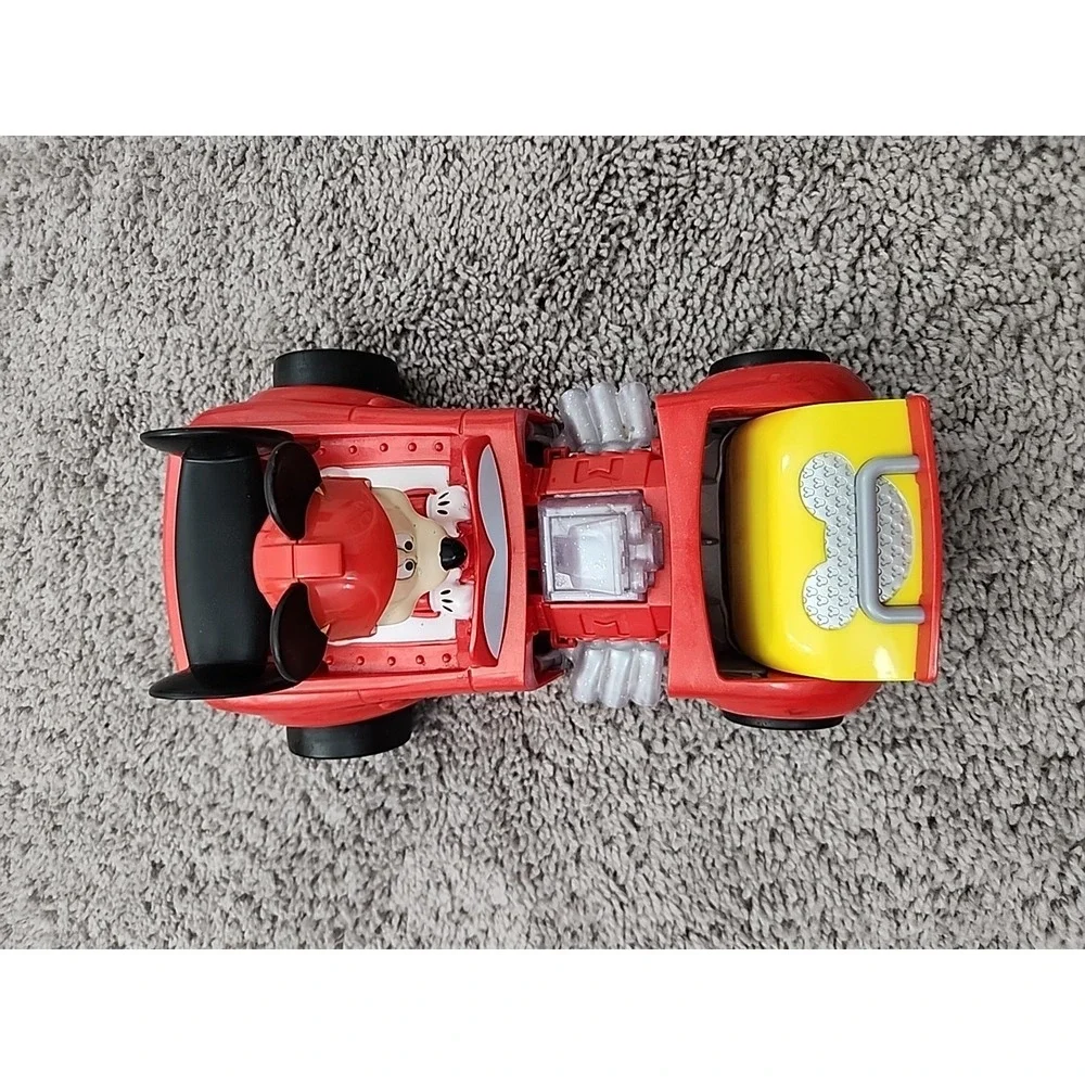 Disney Mickey Mouse Hot Rod Convertible Transformable Race Car Red